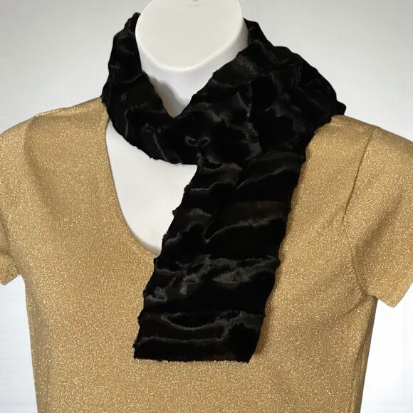 Doncaster Faux Mink Winter Scarf Black Sheared Velvet Texture Wrap Evening Chic - Picture 3 of 6